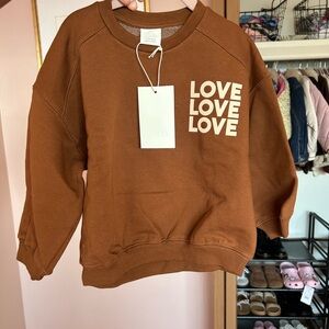 Zara Kids Brown Sweatshirt with Love Graphic